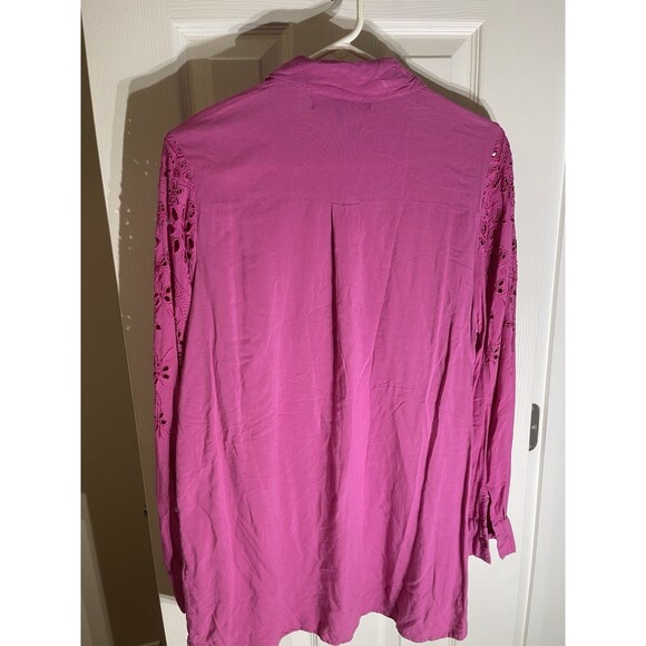 Denim 24/7 Silk Embroidered Floral Crochet Magenta Office Casual 16w Boho - Picture 9 of 12